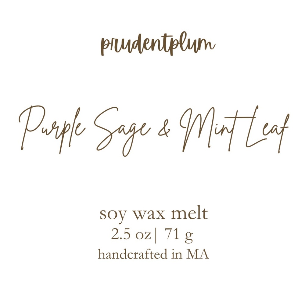 Purple Sage & Mint Leaf Soy Wax Melt 2.5 oz | Melts For Wax Warmer Clamshell - Picture 2 of 4